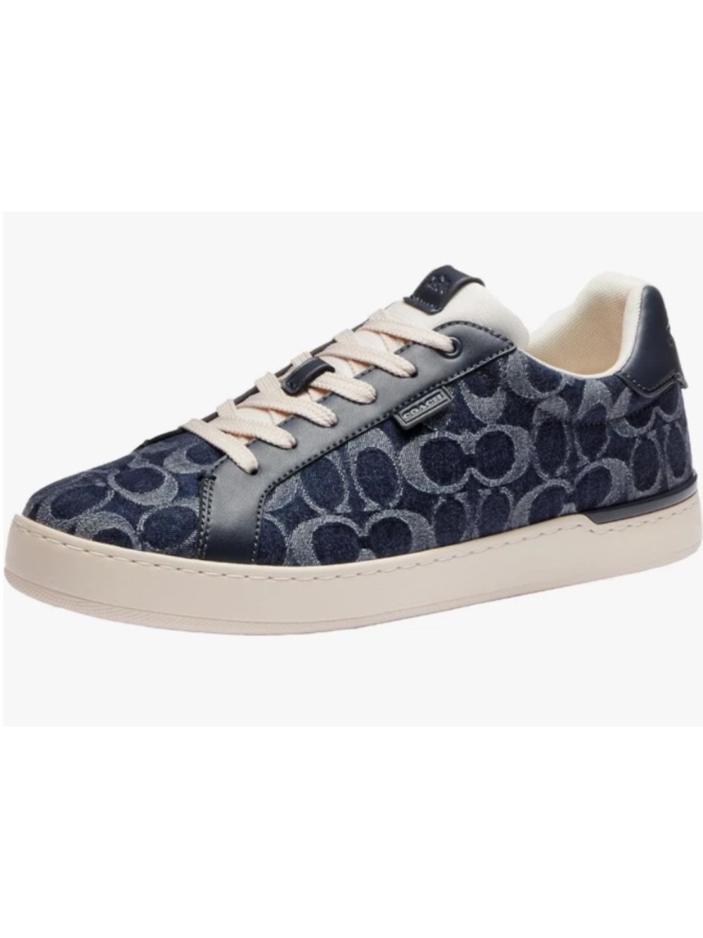 COACH CR986 Lowline Low Top Signature Sneakers Navy Denim Men's Size 9D